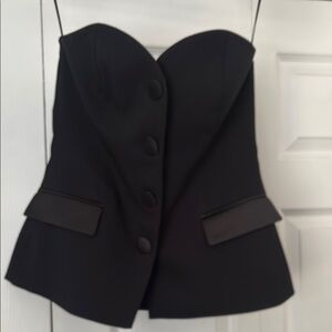 Elegant ZARA Black Strapless Buttoned Top TUXEDO